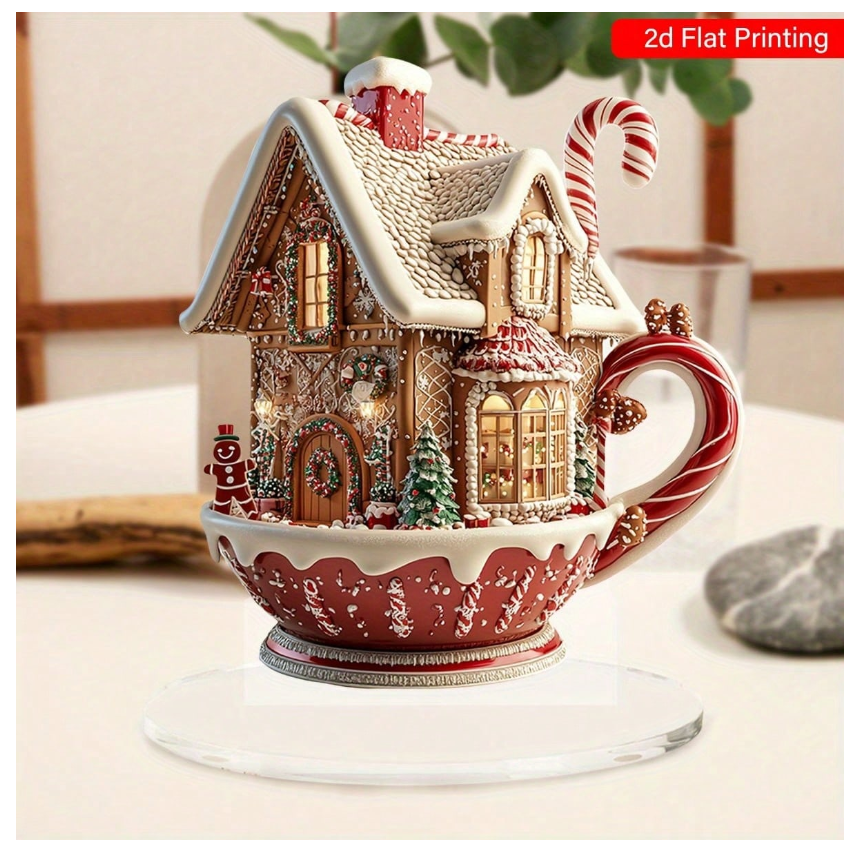 Classic Acrylic Gingerbread House Figurine - Tabletop Christmas Decorative Sign