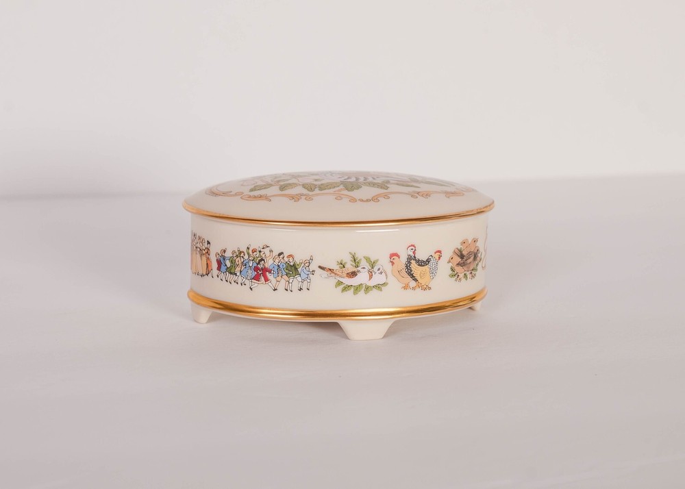 LENOX 1991 Partridge in a Pear Tree Christmas Fine China Trinket Oval Box