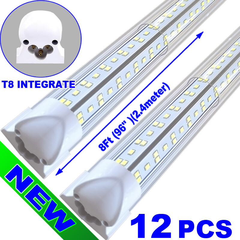 12 PC 8 Foot LED Shop Lights 144W Fixture 8ft T8 LED Tube Light 8' Garage Light