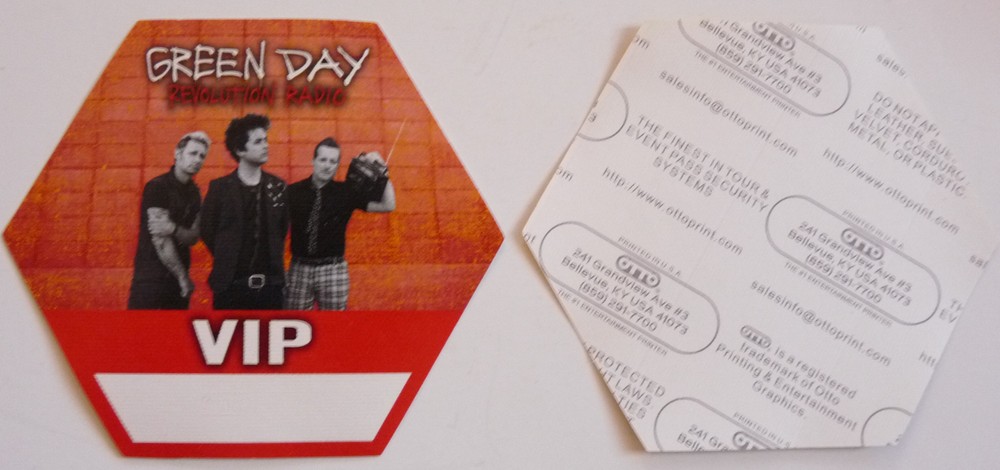 Green Day Revolution Radio Tour Concert Red VIP Backstage Pass D6