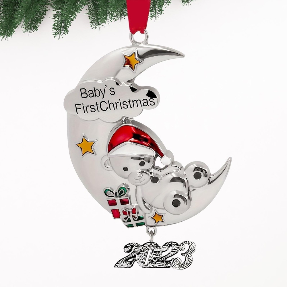 Christmas Pendant Christmas Tree Decoration Cute Bear on The Moon Decorative