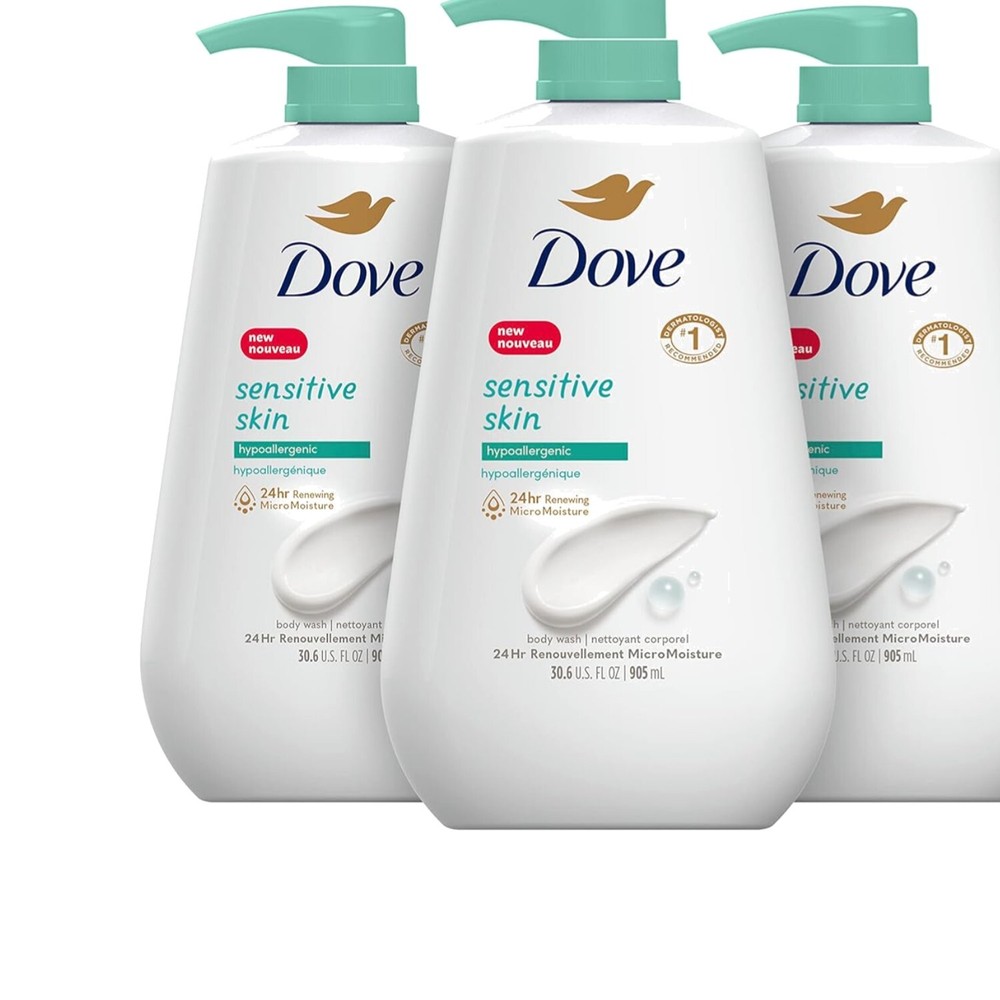 Hypoallergenic Moisturizing Body Wash for Sensitive Skin with Pump - 3 Pack