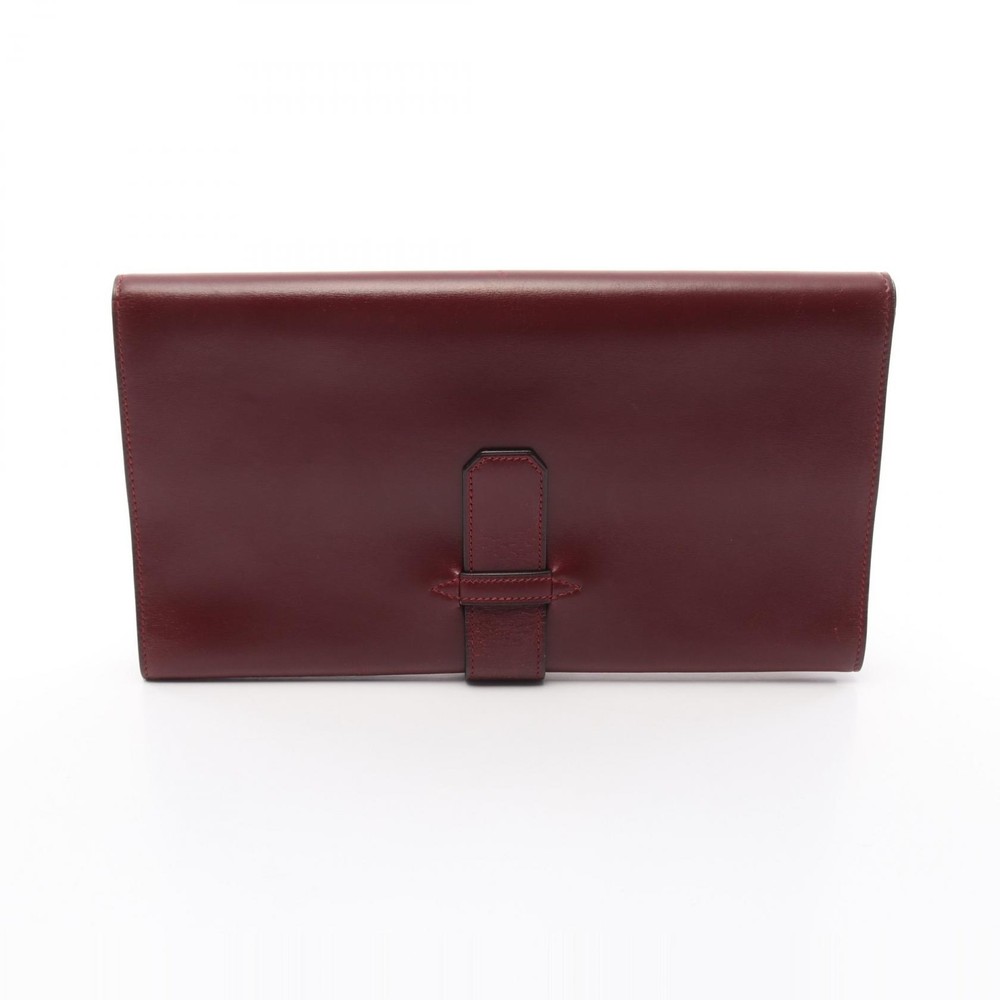 HERMES Business Clutch Bag Bordeaux Box Calf Leather Preowned Womens Luxury