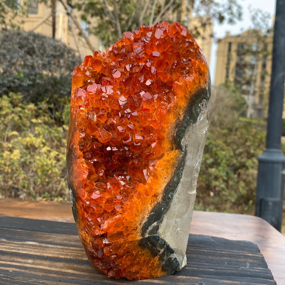 10.62LB  Superb Yellow Citrine Crystal Cave Decor Stone Cathedral Geode Specimen