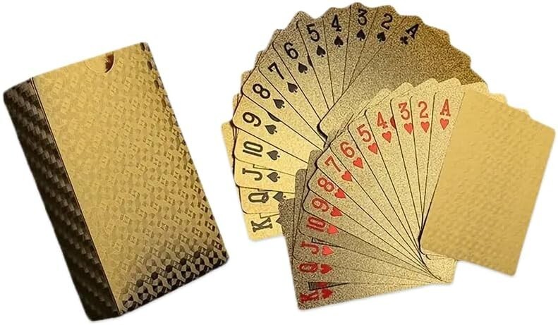 24K Gold Foil Playing Cards, Waterproof Plastic Poker Deck, Luxury Entertainment
