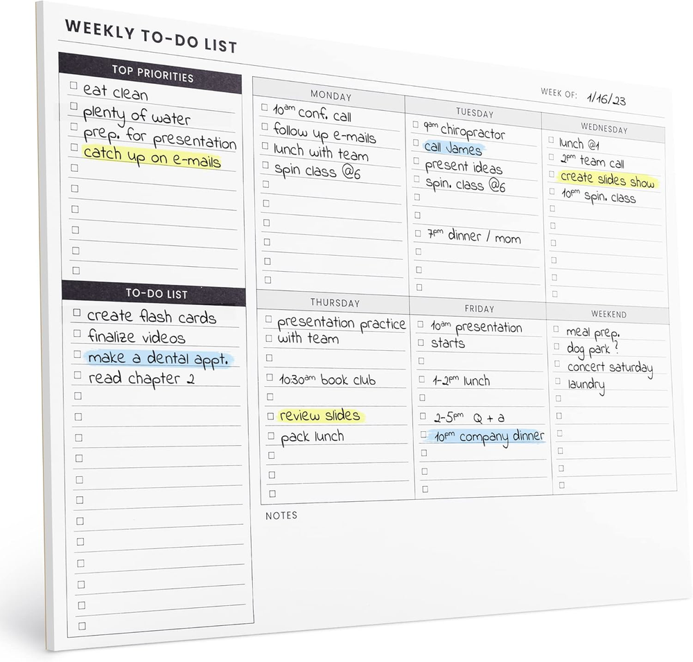 Undated Weekly Planner Pad 8.5x11