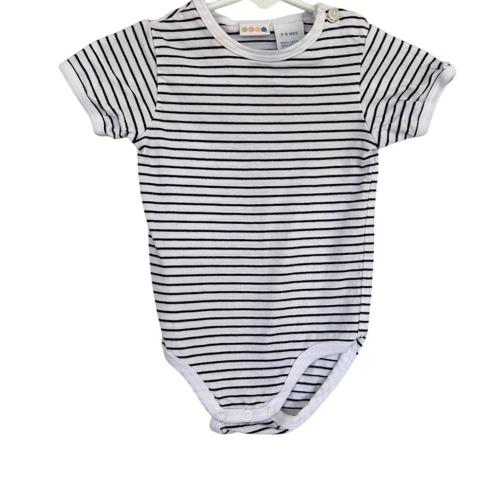 VTG Y2K Gymboree Baby Stripe Bodysuit 3-6 Months Black Short Sleeve