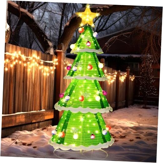 6.5ft Christmas Tree Pop up Indoor Outdoor, 230 LED Lights Holiday Decor