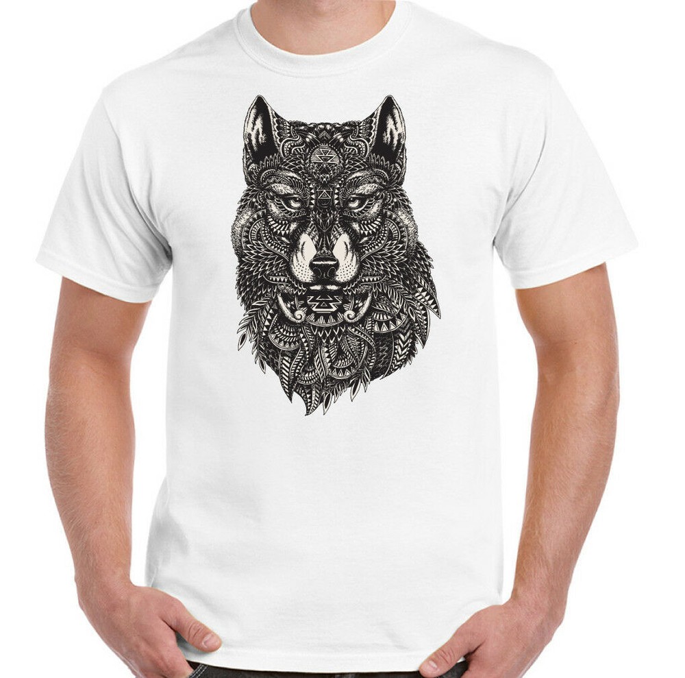 Dog T-Shirt Mens Fashion Tattoo Festival Art Abstract Hippy TEE TOP UNISEX