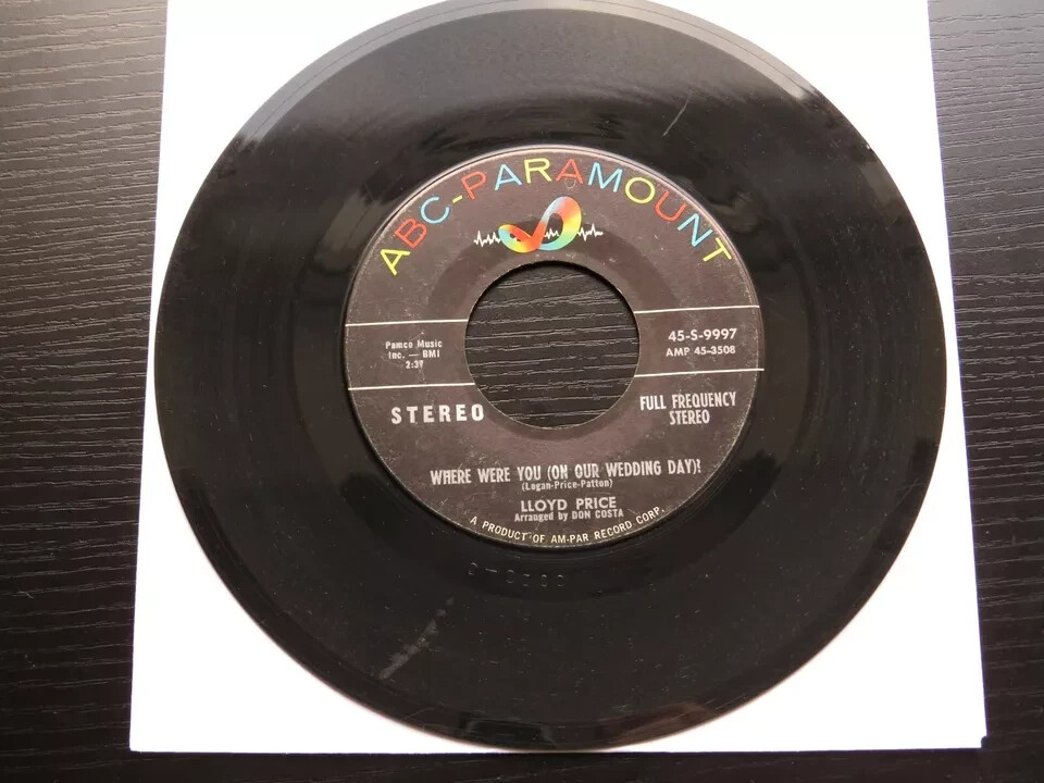 Lloyd Price Where Were You On Our Wedding Day 7-Inch ABC Paramount 45-S-9 Vinyl-image