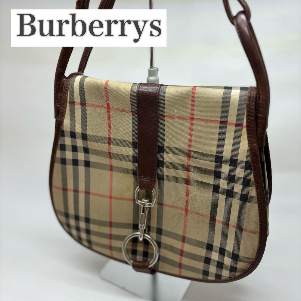 Burberry Shoulder Bag Nova Check Canvas Beige Authentic F08281447