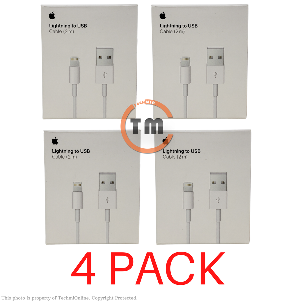 4 PACK Apple 2M (6.6') USB Type-A to Lightning Charging Cable A1510 (MD819AM/A)™