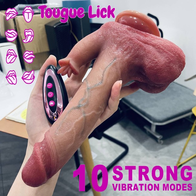 8.8inches Tongue Licking Clitoral Vibrator Thrusting Dildo Sex Toys for Women US