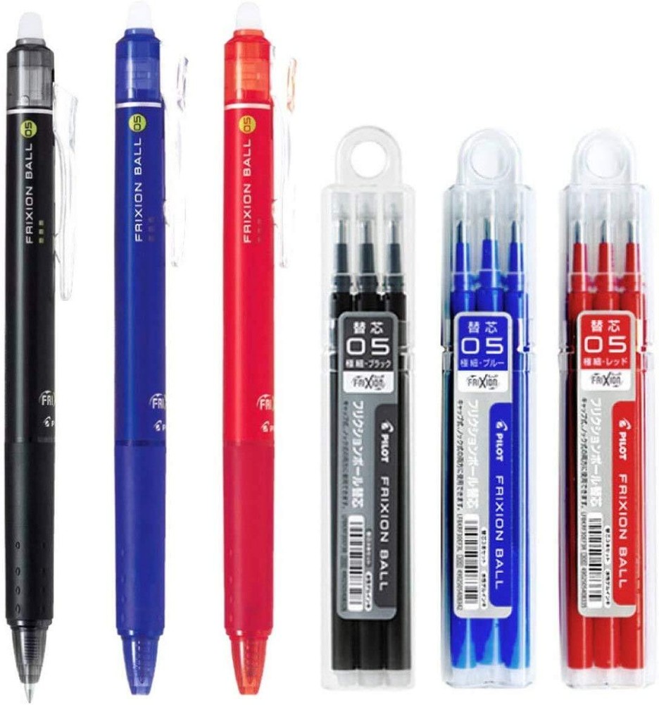 Pilot FriXion Ball Knock Retractable Erasable Gel Ink Pens, Extra Fine Point ...