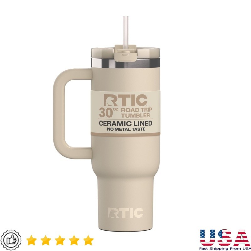 Insulated Tumbler W/ Ceramic Lined Interior 3-in-1 Lid Travel Outdoor Use