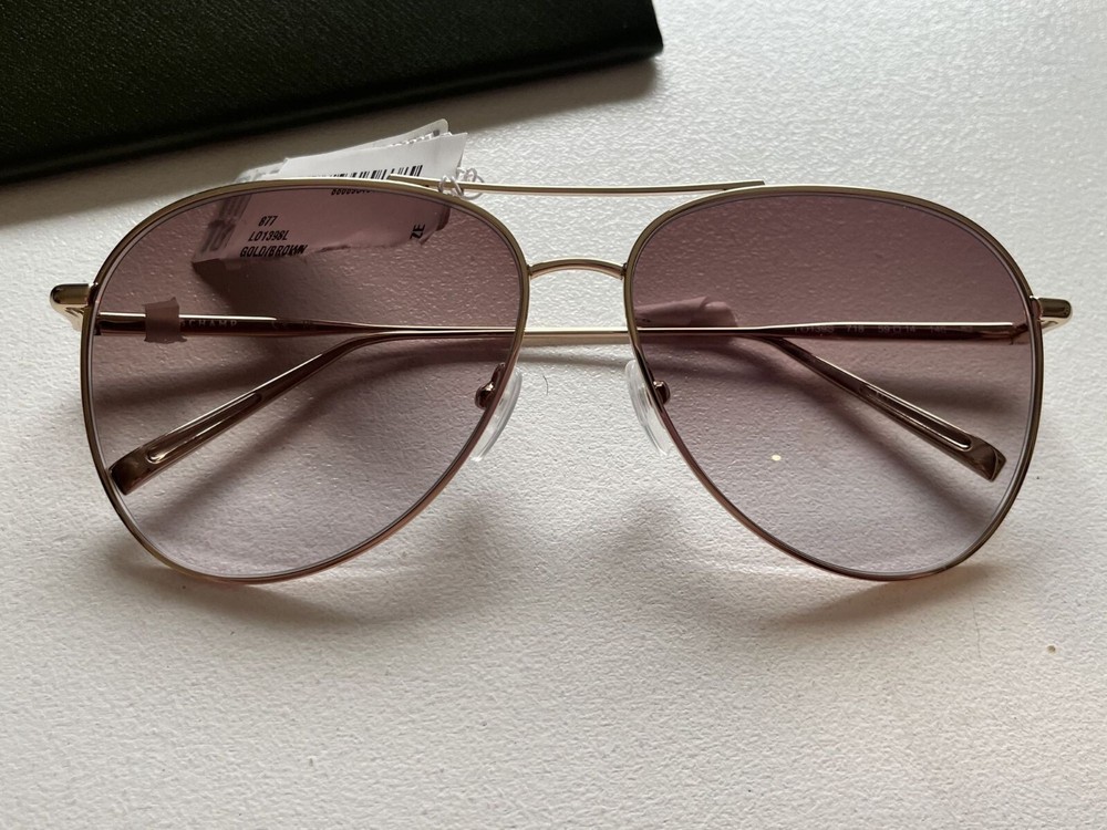 Longchamp Metallic Gold Aviator Smokey Lens Luxury Sporty Sunglasses