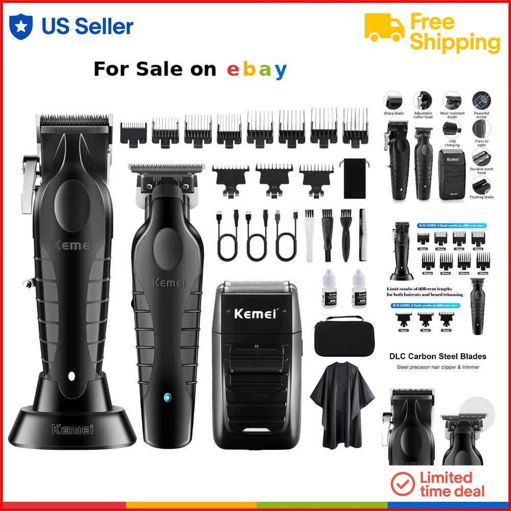 Hair Clipper Trimmer Shaver Set Men Cordless Rechargeable Grooming Kit