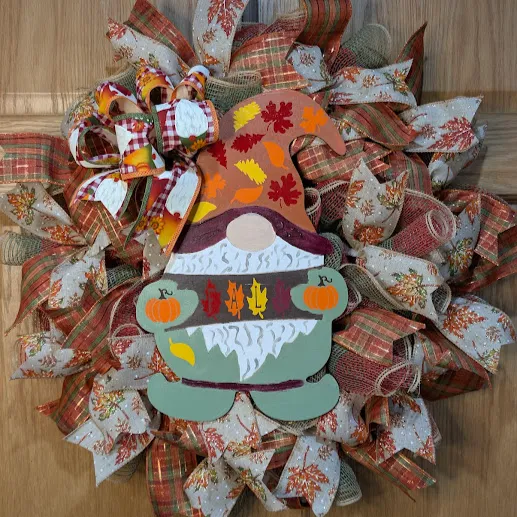 Farmhouse Fall Gnome Wreath Handmade Front Door Decor