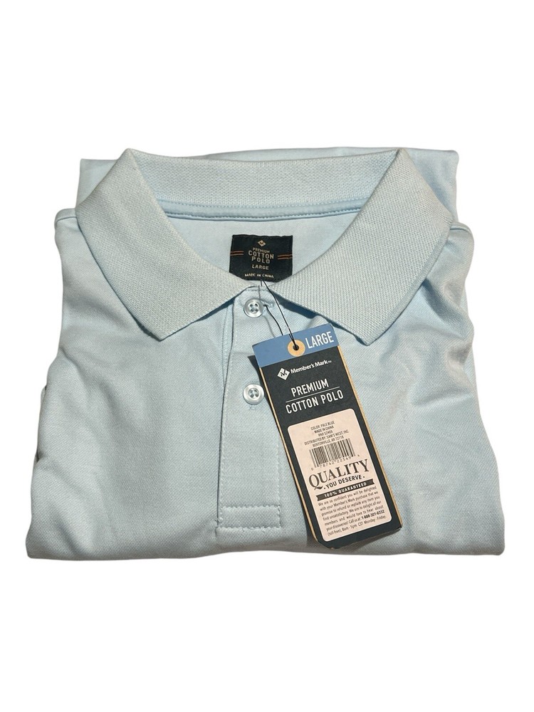 Men's Members Mark Blue Polo Shirt Size Large New-image