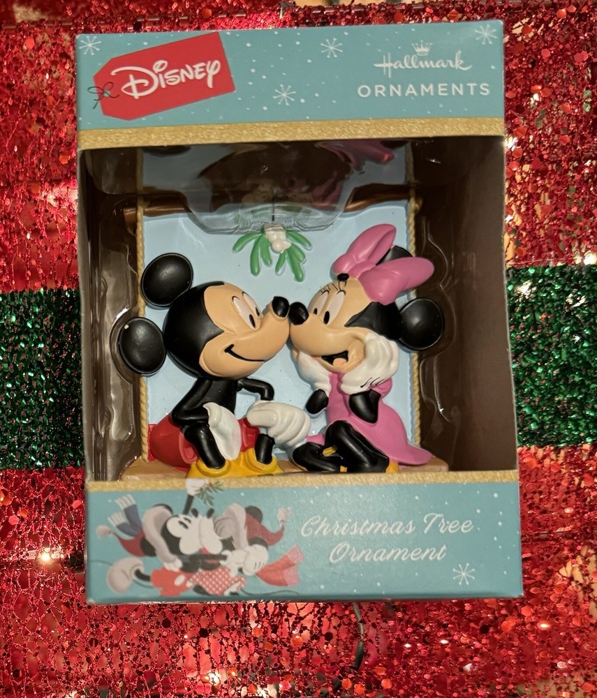 2025 Disney Mickey & Minnie Mouse Kissing Christmas Ornament with Box