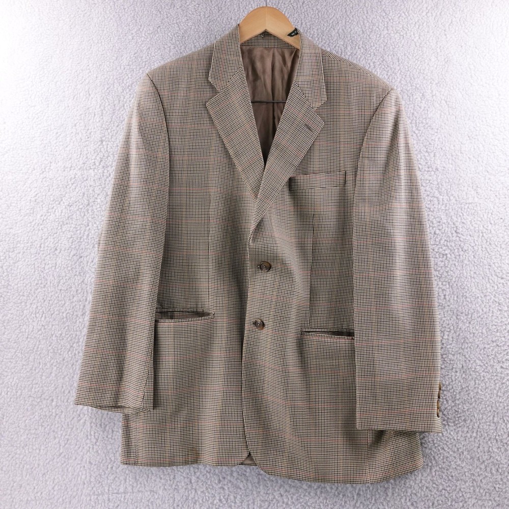 Lauren Ralph Lauren Mens Plaid Blazer Sport Coat Wool Blend Size 40R Preppy