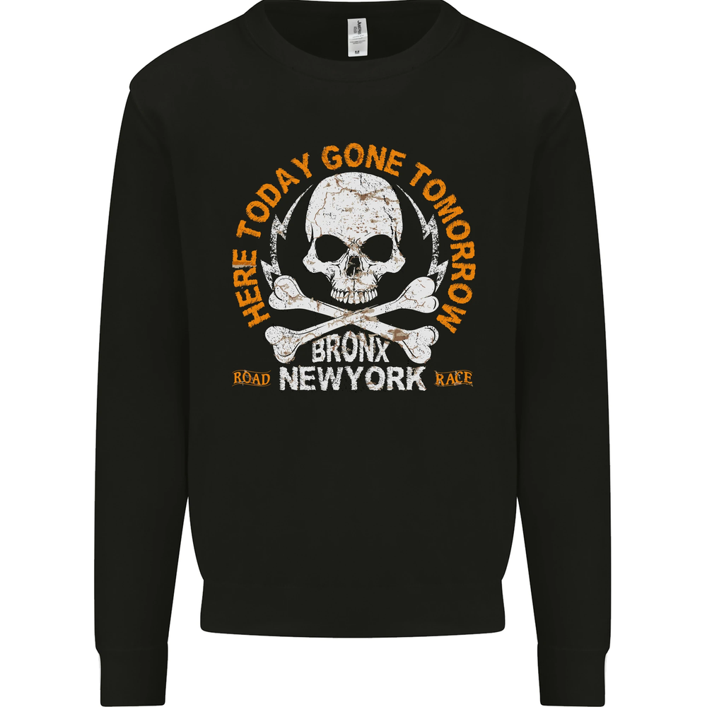 Biker Skull Here Today Motorbike Motorcycle Mens Sweatshirt Jumper