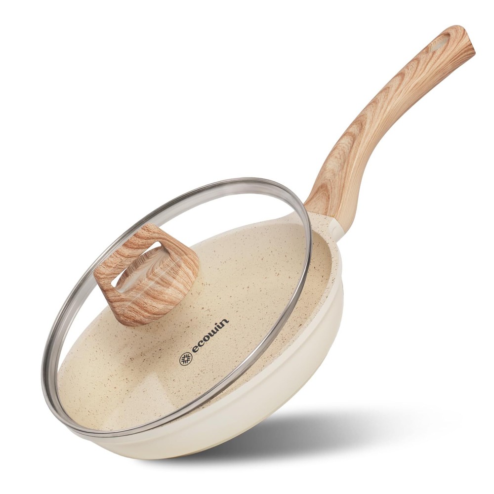 Nonstick Frying Pan 8Inch Egg Pan,Nonstick Skillet with Lid,Granite Egg Fryin...