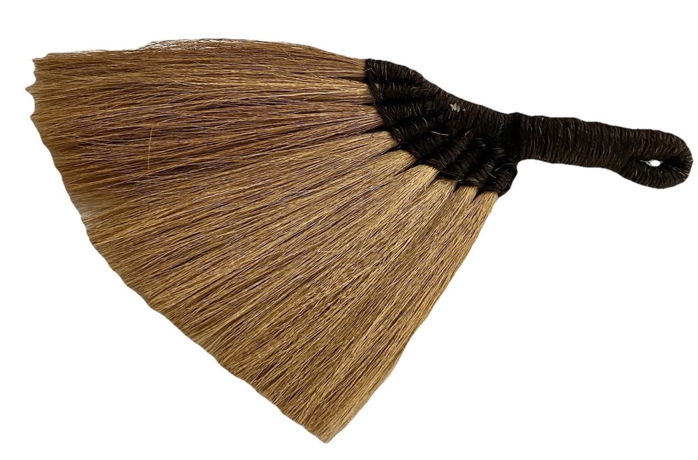 16” Vintage Hand Tied Broom Corn Turkey Wing Whisk Detailed Handle Wrapping Loop