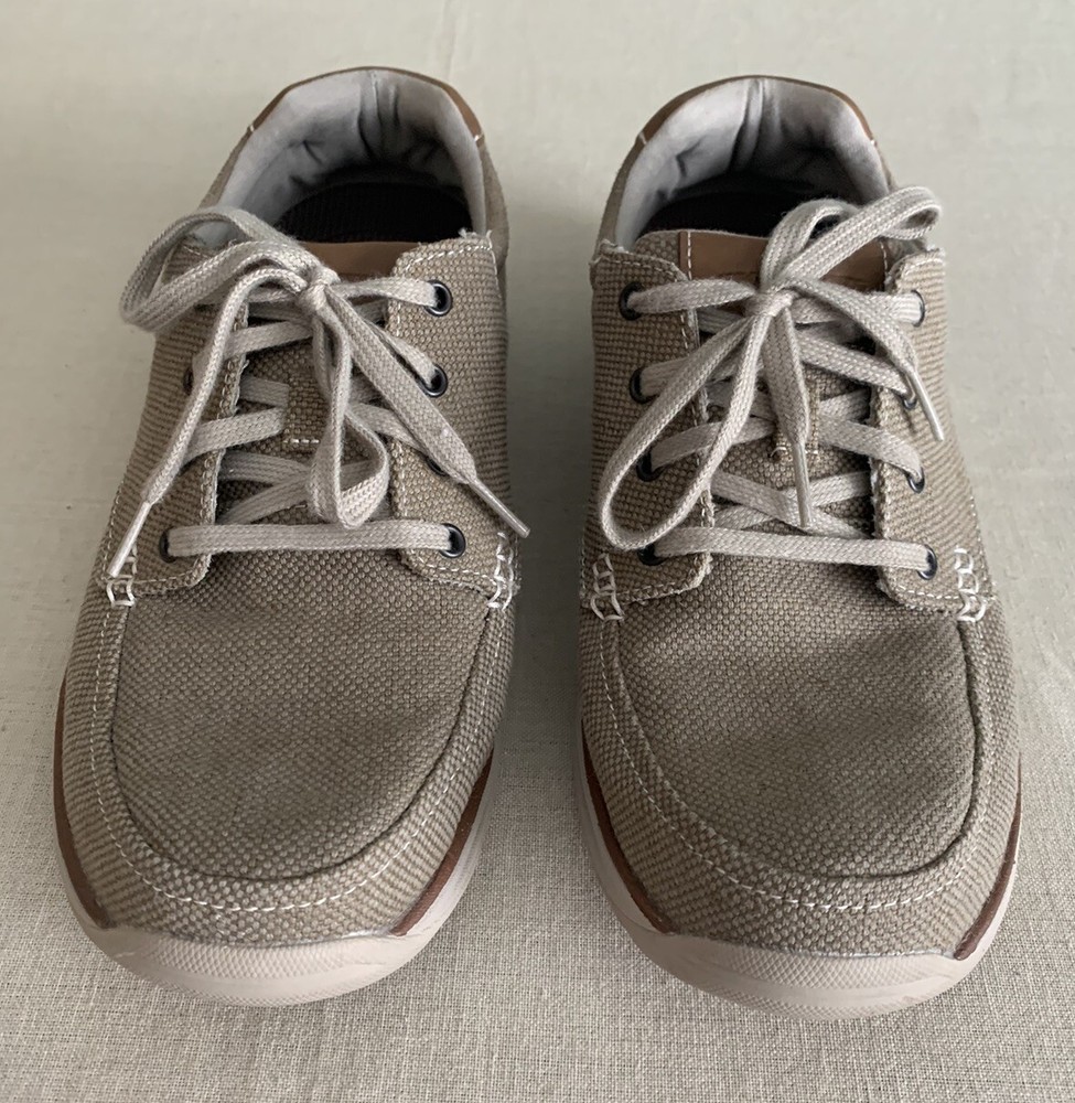 Skechers 64695 Tan Canvas Lace Up Shoe Mens Sz 9
