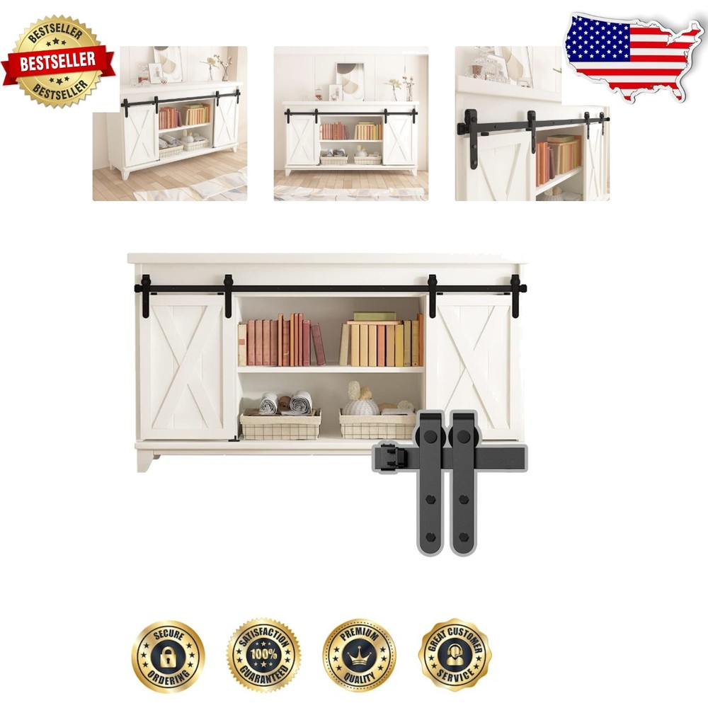 5ft Sliding Door Hardware Kit - Modern Wardrobe & TV Stand Track System-image