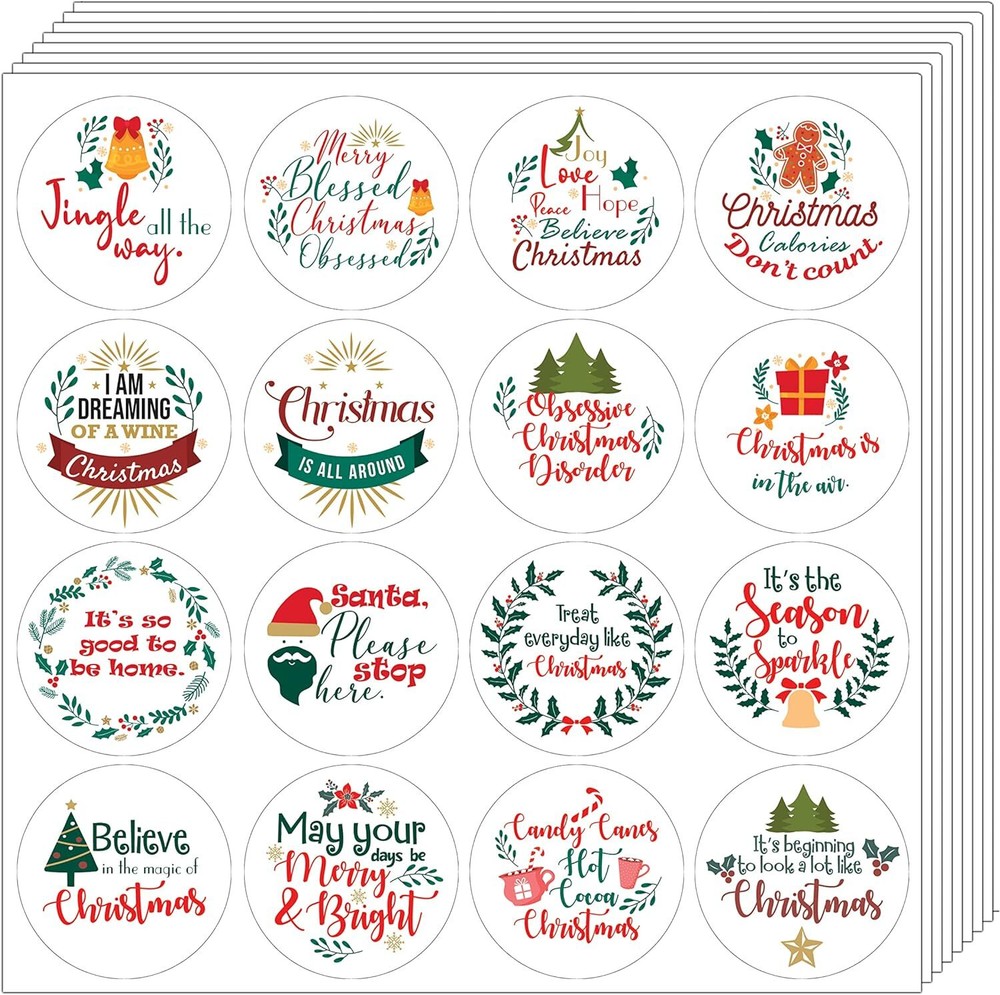 Festive Christmas Stickers 10 Packs with 16 Designs Each