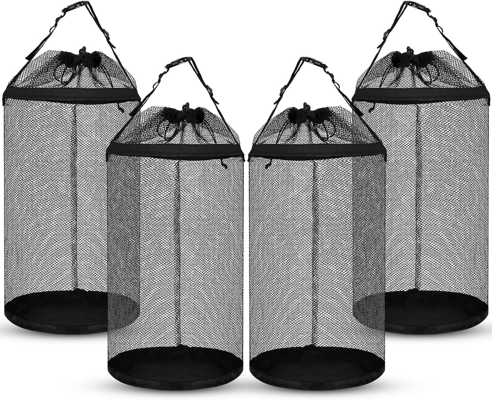 4 Pcs Boat Trash Bags Large Hoop Mesh Trash Can Portable Reusable Trash Pontoon