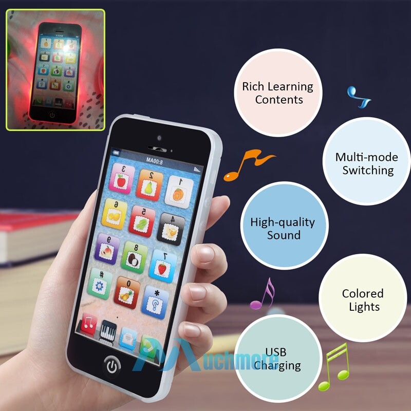 USB Rechargeable Toddler Phone Toy with 8 Functions & LED Light