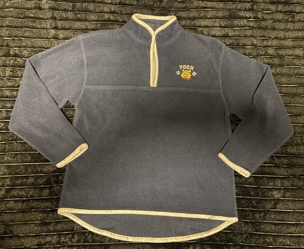 Vintage Disney Winnie The Pooh 1/4 Zip Blue Fleece Sweatshirt Women’s Medium 90s