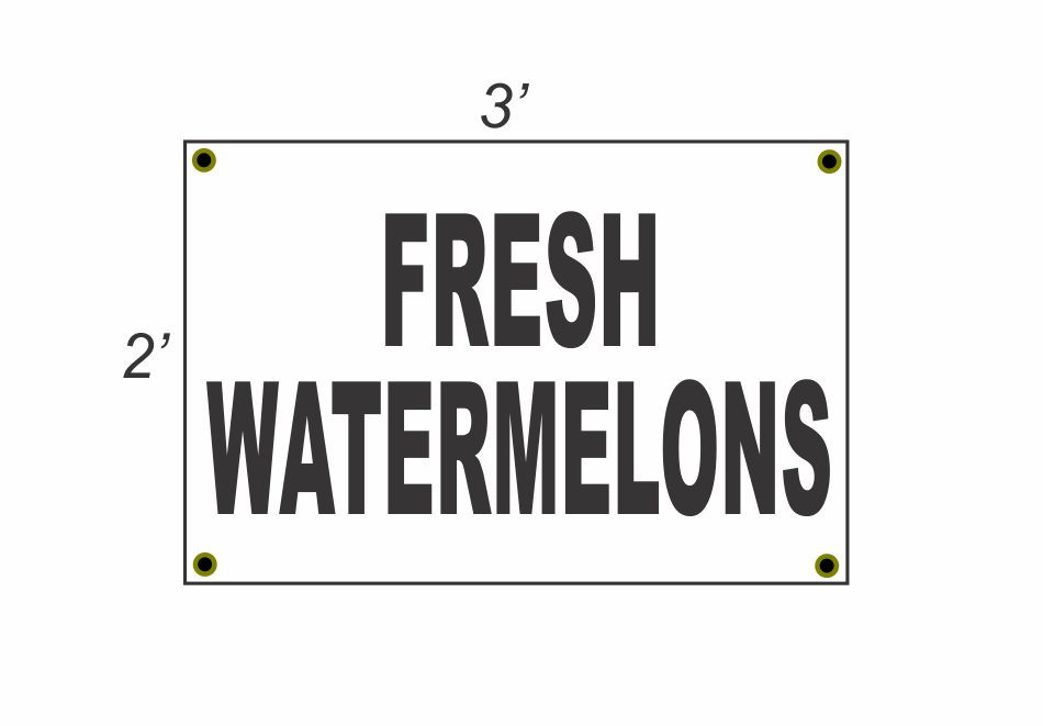 New 2x3 Fresh Watermelons Black & White Banner Sign Discount Size & Price