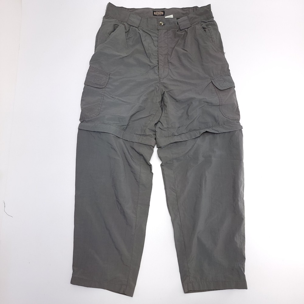 Guide Gear Men's 30x29 Nylon Lightweight Convertible Cargo Pants Gray Discolored
