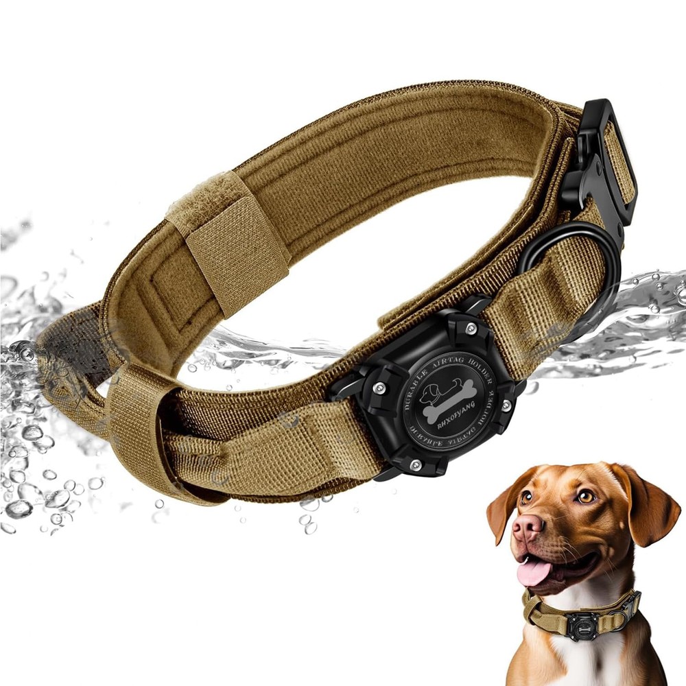 Airtag Dog Collar with IP68 Waterproof Holder and Control Feature for Secure Pet Tracking