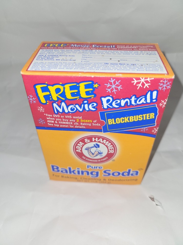Vintage 2002 Arm & Hammer Baking Soda Box with Blockbuster Coupon-image