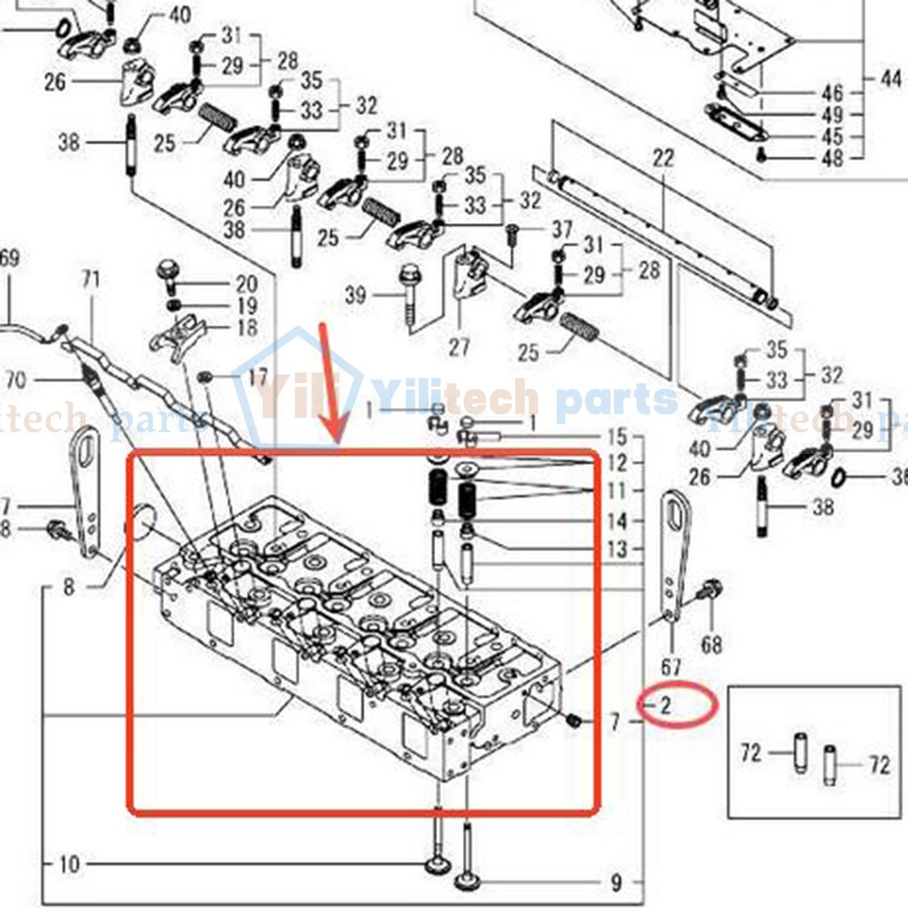 8 Valves Complete Cylinder Head 129E00-11720 for Yanmar 4TNV98C Komatsu PC80MR-5