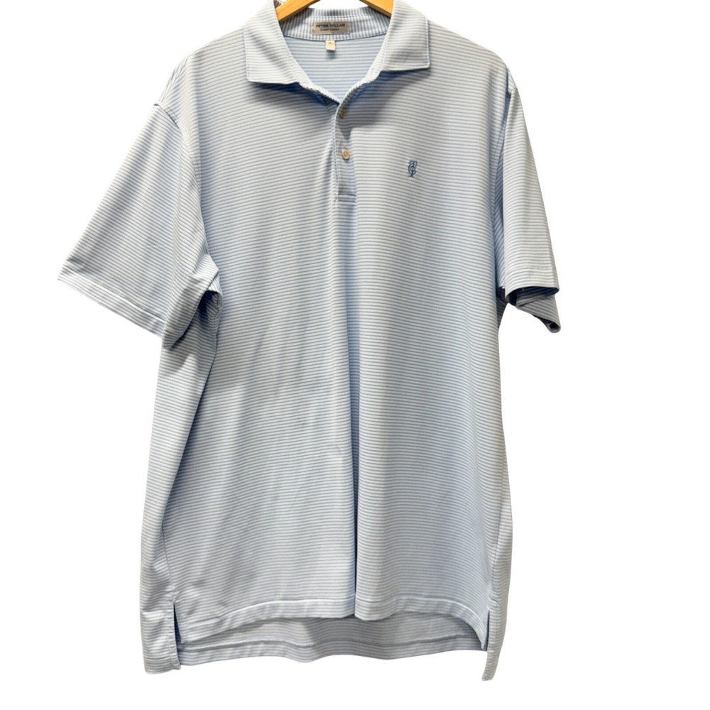 Peter Millar Polo Shirt Mens XL Blue Stripe OLD TOWN CLUB GOLF Summer Comfort