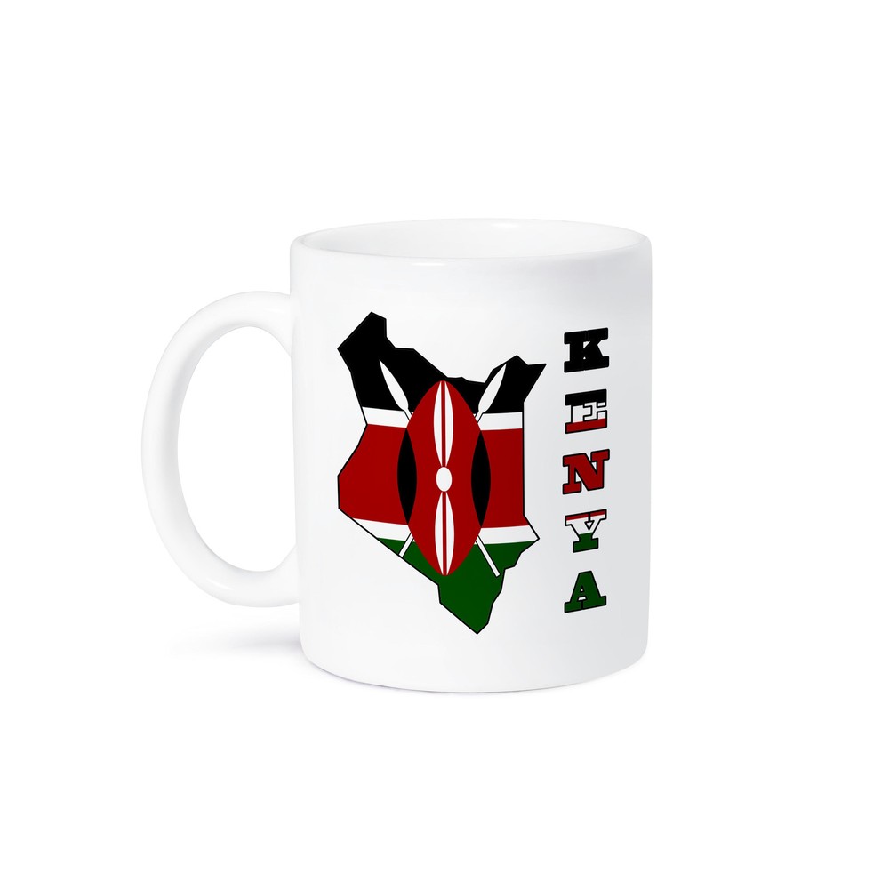 Kenya flag outline map and name printed on a stylish 3dRose mug