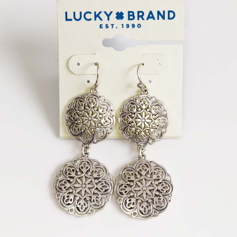 Lucky Brand Floral Round Drop Earrings Gift Vintage Women Party Holiday Jewelry
