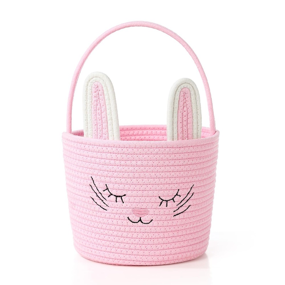 Easter Basket with Handle Woven Baby Gifts Empty Bunny Basket For Girls Boys ...