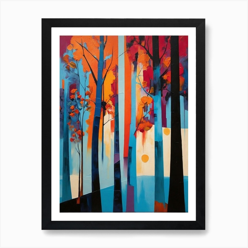 Autumn Trees Framed Wall Art Canvas Print Landscape Poster  