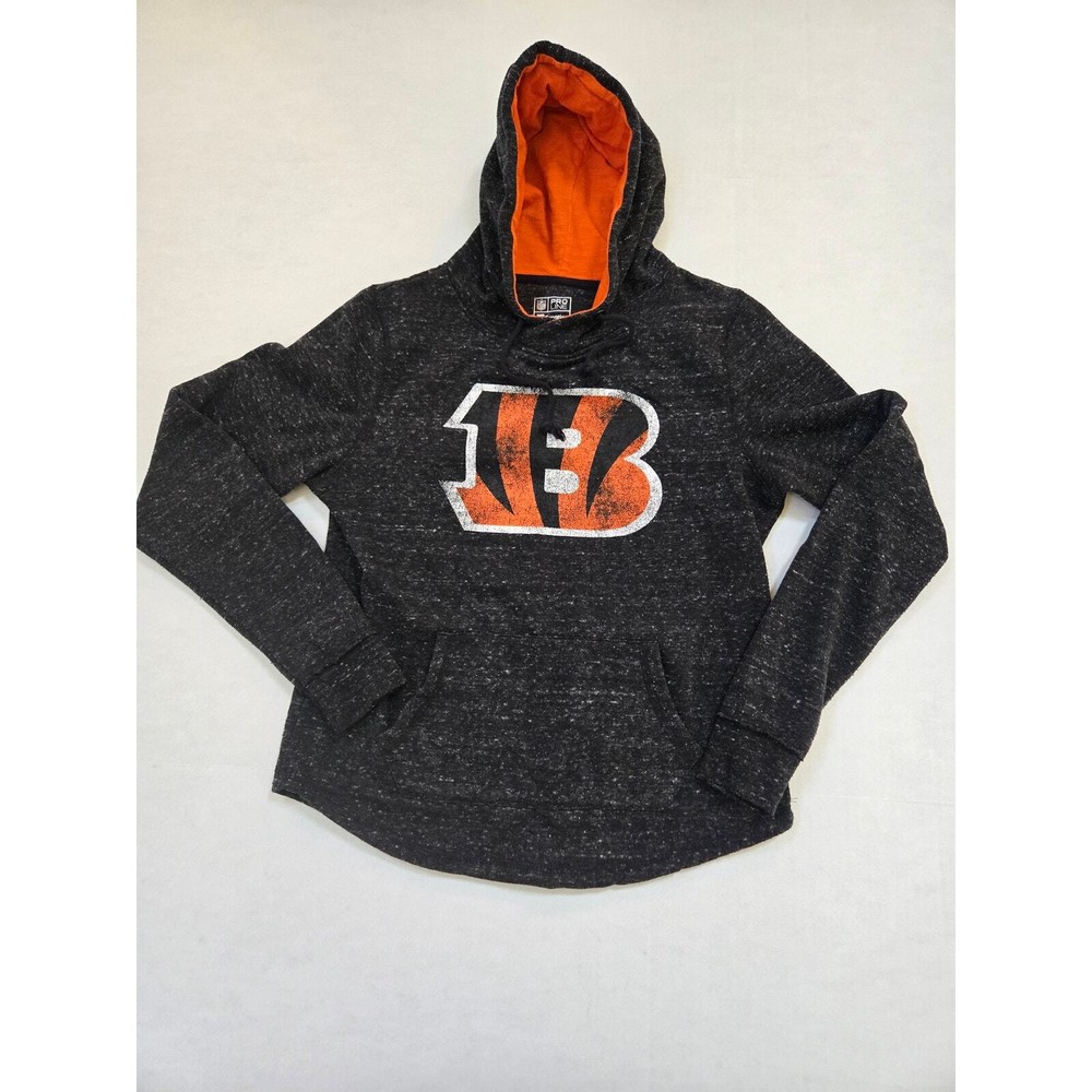 Wmns Small Antigua Heather Black Cincinnati Bengals Lightweight Pullover Hoodie