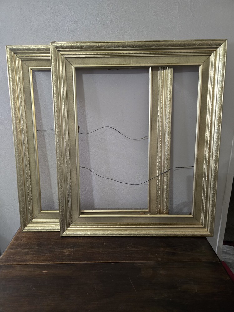 Set of 2 Vintage Gold Wood Picture Frames Victorian Wall Art Gallery Decor