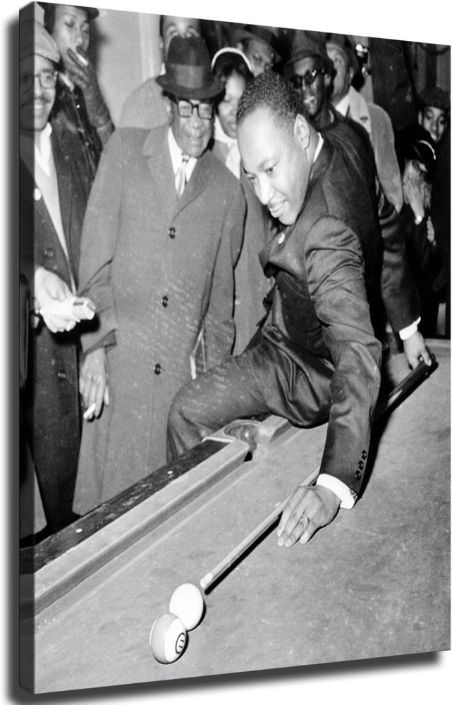 Martin Luther King Jr. playing billiards vintage old photo Poster canvaswall art