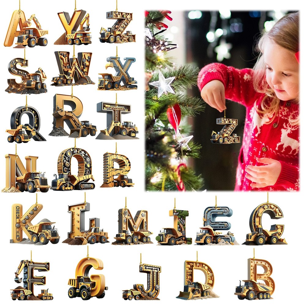 Excavator Pendant Christmas Decorations Tree Hanging Letter Decorate Ornaments