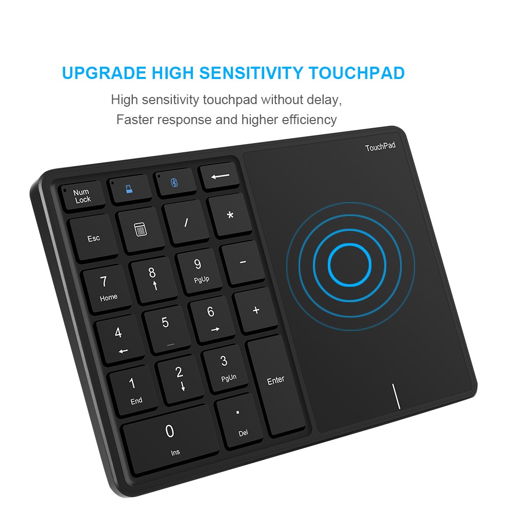 Bluetooth and 2.4G Dual Mode Wireless Numeric Keypad with Touchpad
