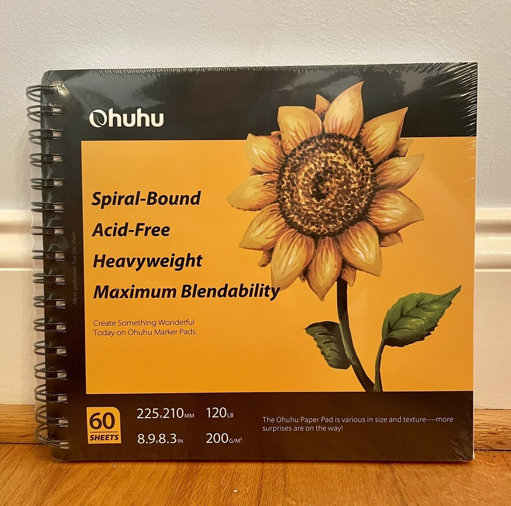 Ohuhu Spiral Bound Sketchbook - 60 Sheets 225X210MM. 120LB. 8.9X8.3 in